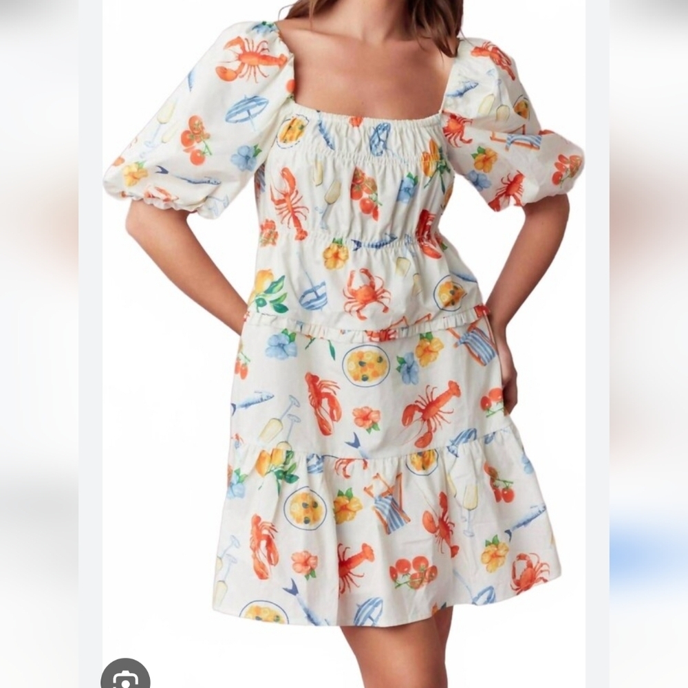 Peach Love Seaside Social Dress NEW - In Poly Bag - Size Large PTP 20 - Picture 2 of 8